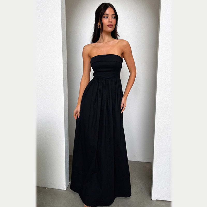 European Style Fashion Tube Top A Swing Long Dress
